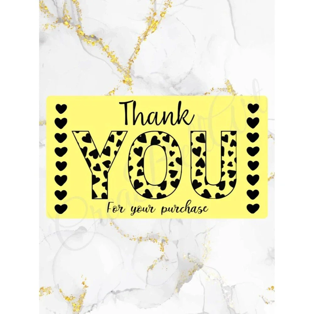 100 Cute Hearts Thank You Stickers for Packaging | Small Business Labels